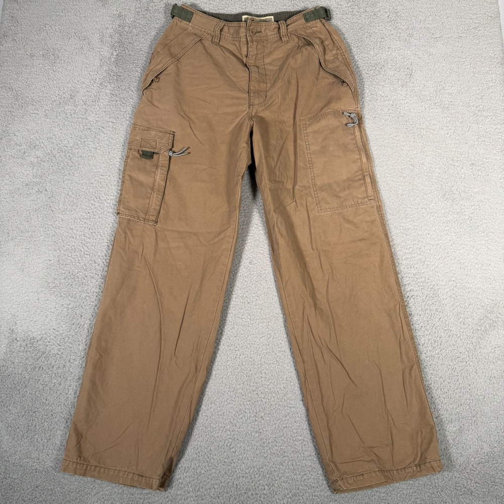 Vtg American Eagle Pants Mens 30x31 Brown Tan Cargo Utility Skate Pockets Y2K